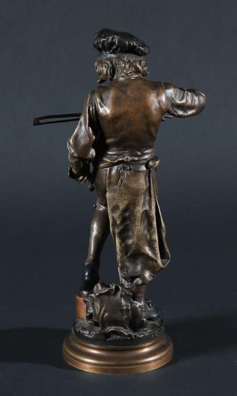 Artwork by Adrien Etienne Gaudez, bronze figure of the musician playing his violin, Made of Bronze