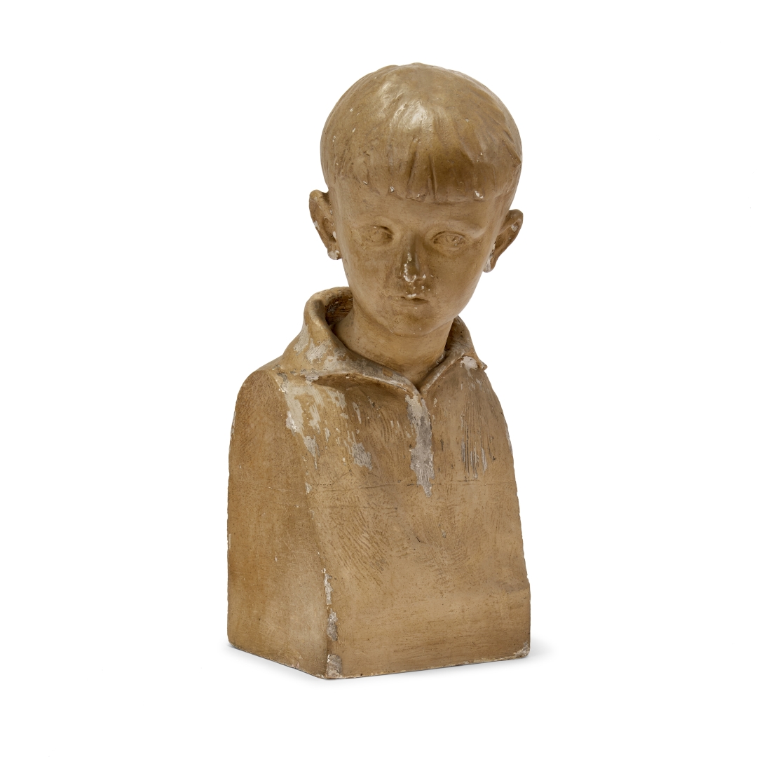 Artwork by Virgilio Audagna, Bust of a boy, Made of Painted Terracotta