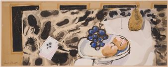 STILL LIFE WITH CARDS AND FRUIT - Carl Cheek