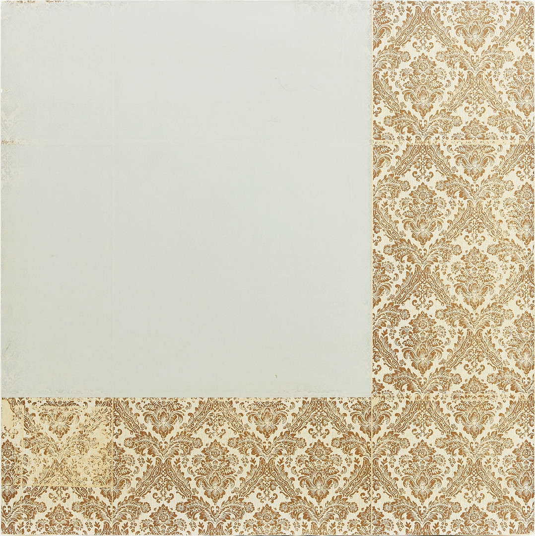 Artwork by Clay Ketter, Follow #1, Made of Spackel på tapet, på gipsskiva med träreglar på baksidan