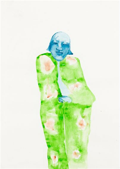 Blue Woman with Green Shawl - Francis Upritchard