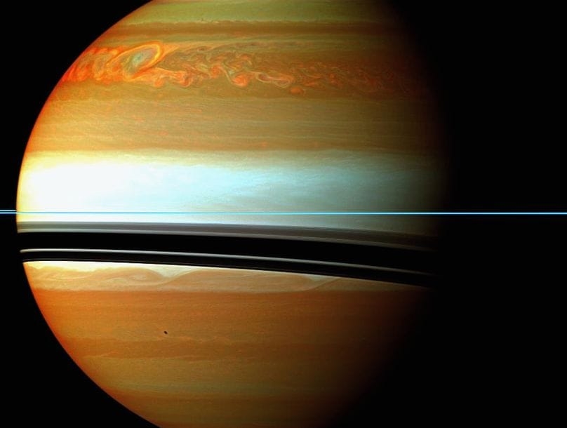 NASA | This false-color mosaic produced by NASA's Cassini spacecraft ...