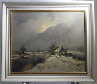 Dutch winter scene with skaters - Vincent Veldhuysen