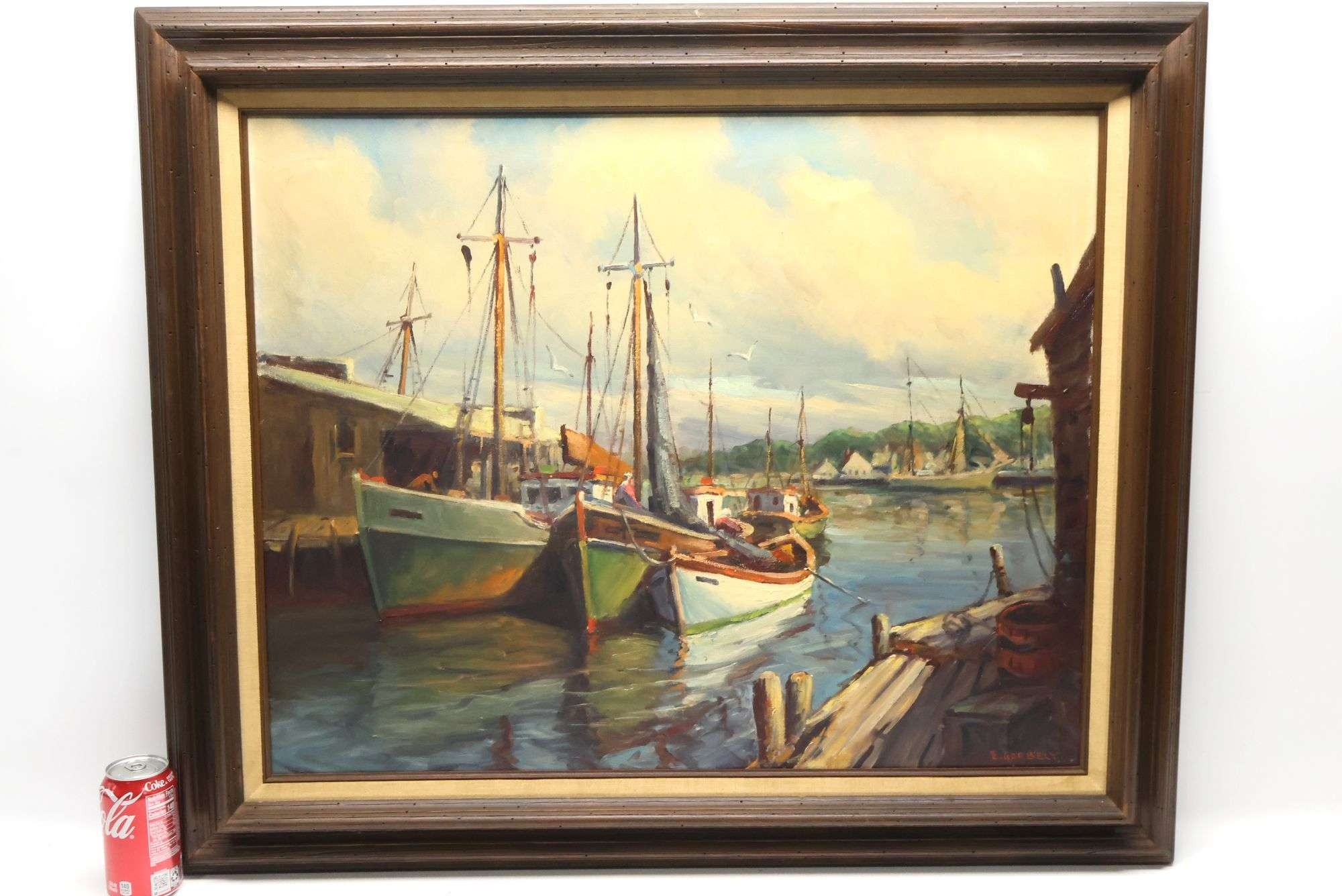 Artwork by Edward Garbely, Harbor Scene, Made of Painting