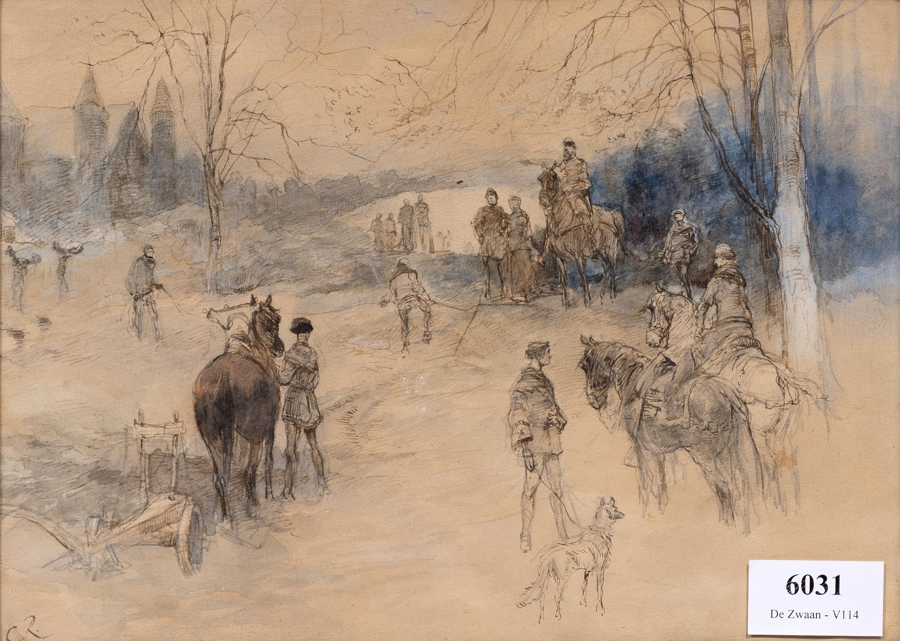 Charles Rochussen | Landschap met figuren | MutualArt