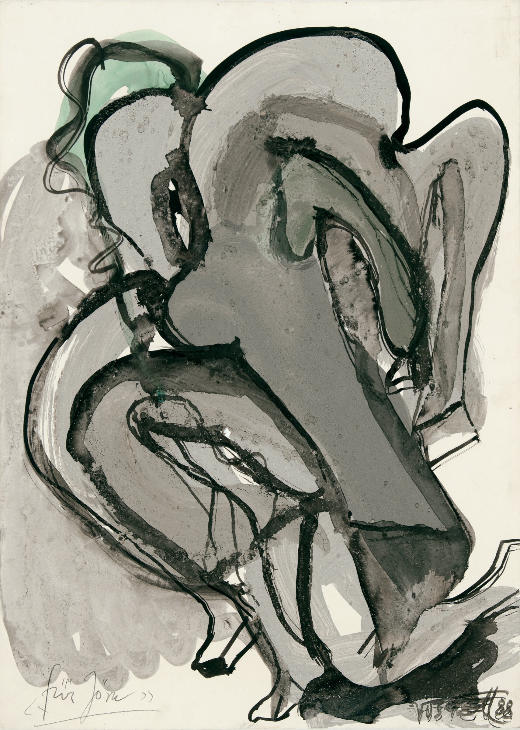 Artwork by Wolf Vostell, Tod des Orpheus 4, Made of Aquarell U. Gouache Auf Festem Karton