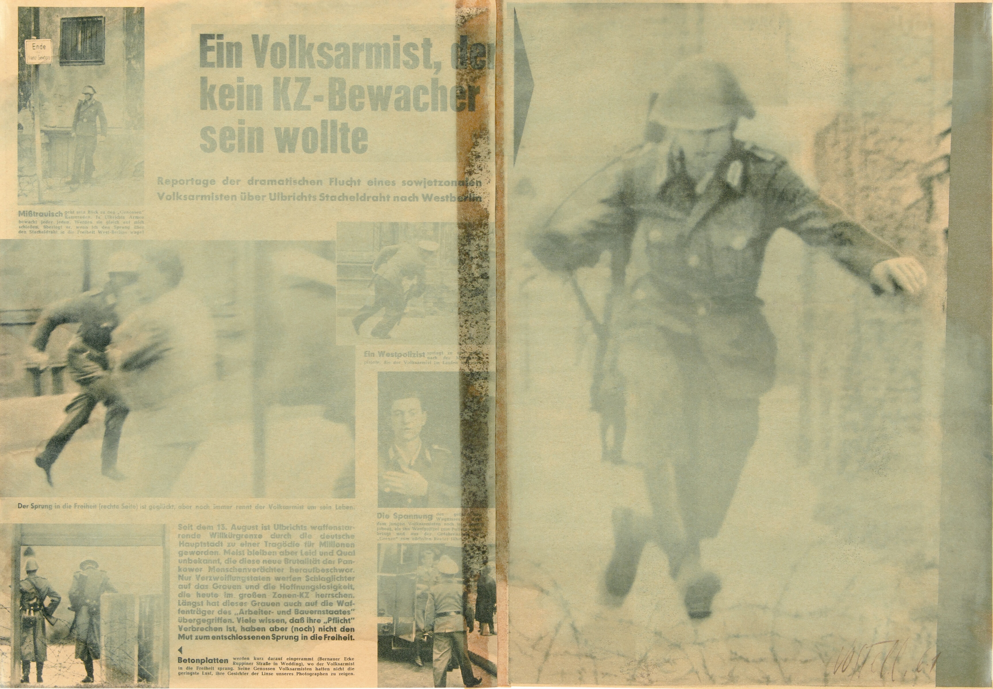 Artwork by Wolf Vostell, Betonplatte. Verwischung, Made of Gouache Über Collage Aus Zeitungspapier