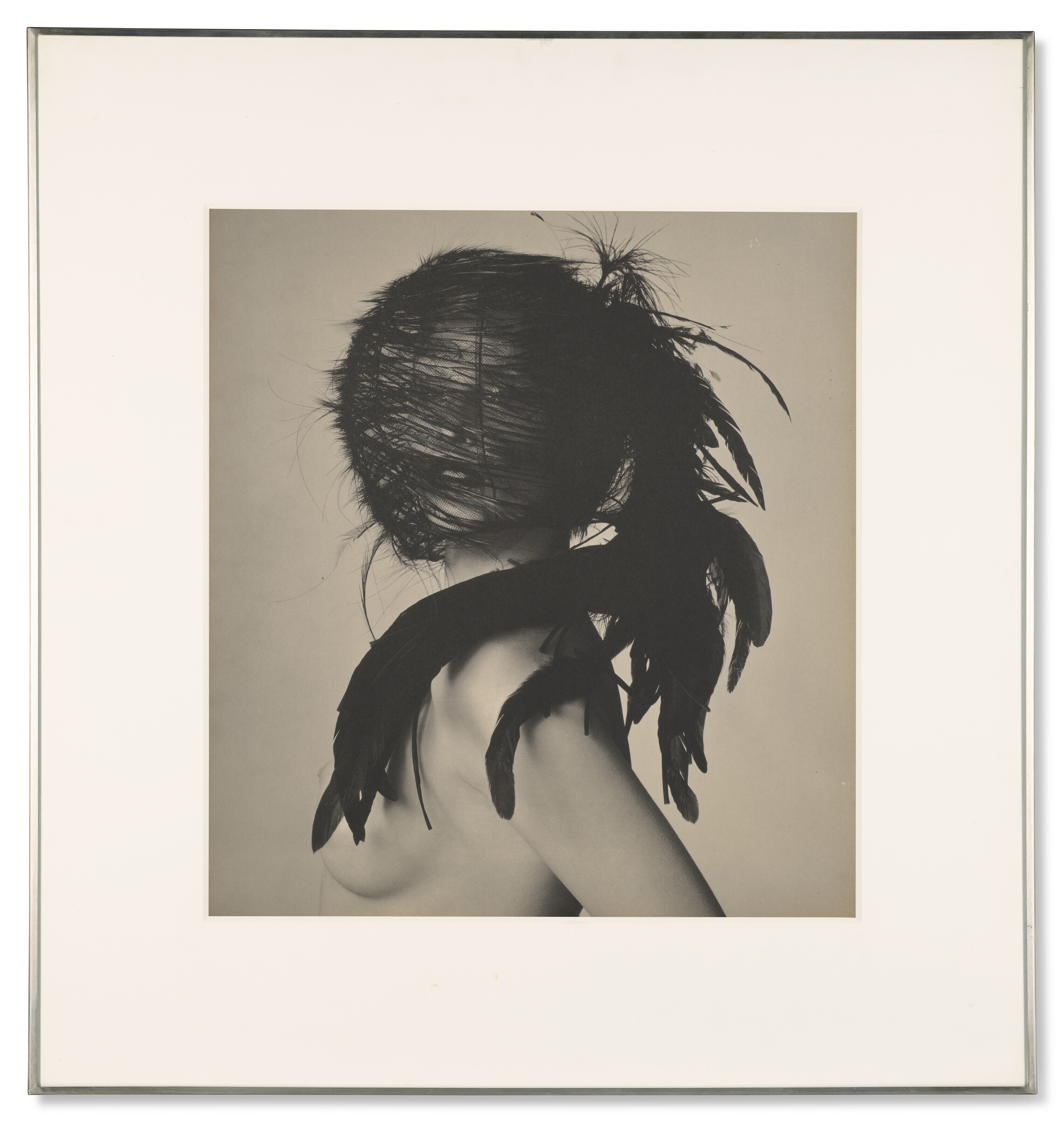 Artwork by Irving Penn, Chanel Feather Headdress [by Karl Lagerfeld for Chanel Haute Couture], New York, Made of Platinum-palladium print