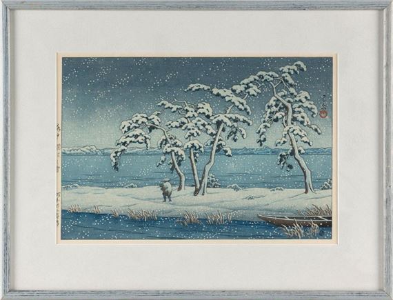 Snow at Hinuma Swamp in Mito by Hasui Kawase, circa 1947