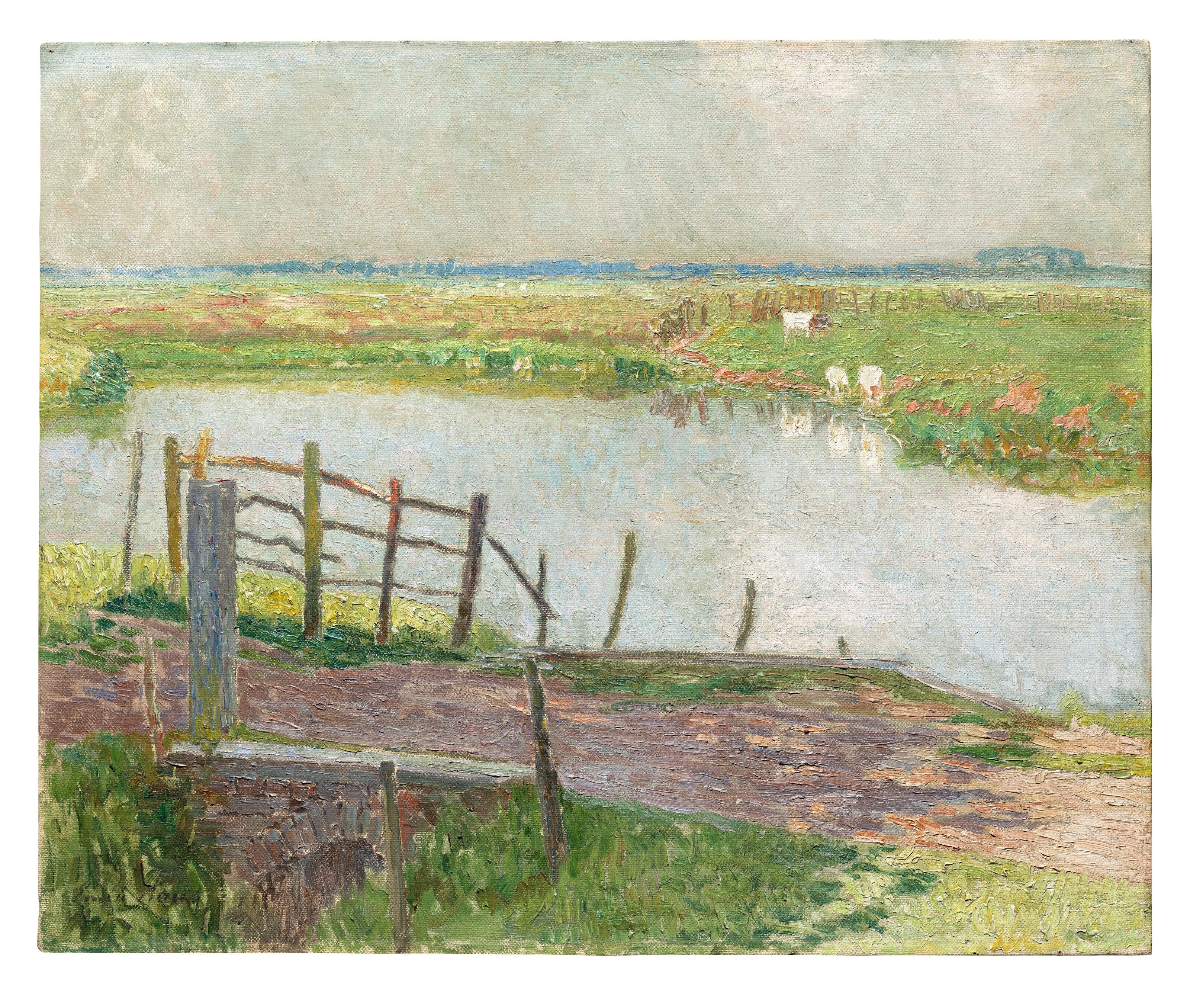 Artwork by Emile Claus, La Barrière (mai), Made of oil on canvas