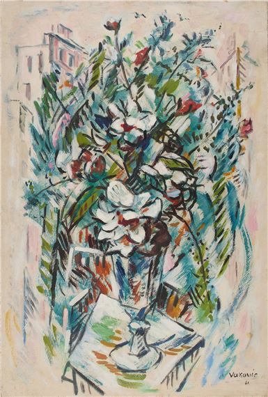 An expressionistic floral still life