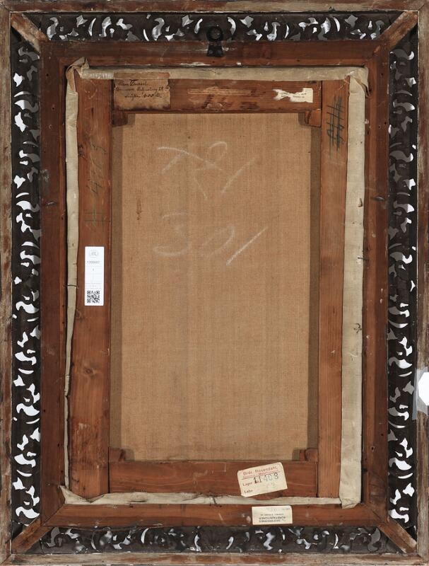 Artwork by Clara Dressel, Still life with a carafe, yellow roses and a dish of fruit, Made of Oil On Canvas