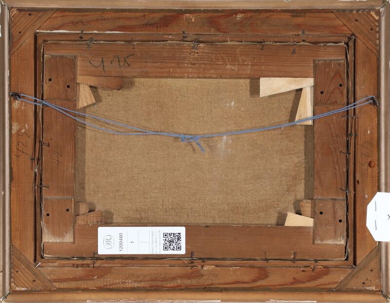 Artwork by Niels Peter Rasmussen, Field landscape with a white farm, Made of Oil On Canvas