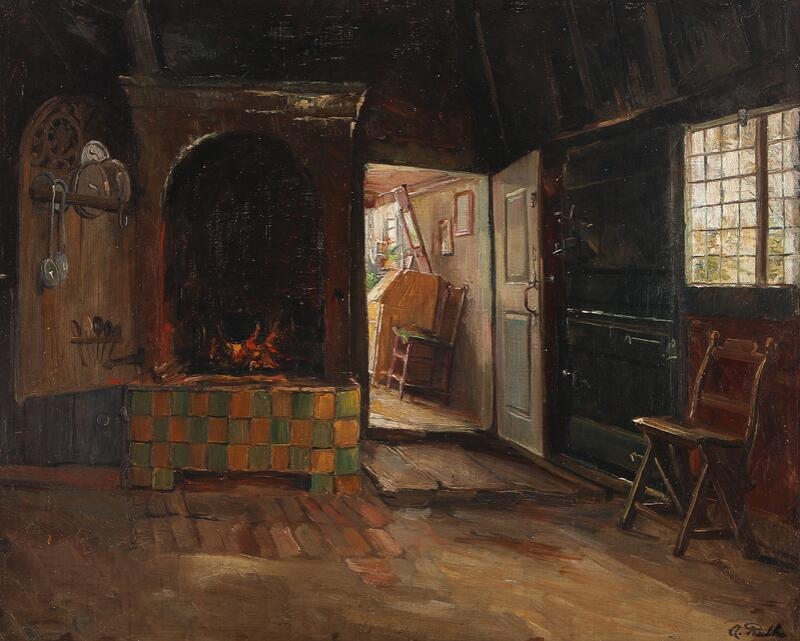 Artwork by Amelie Ruths, Vierländer diele, Made of Oil On Canvas