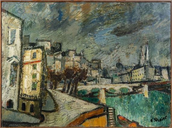 view of the SaÃ´ne and the steeples of Saint-Nizier Church - Émile Didier