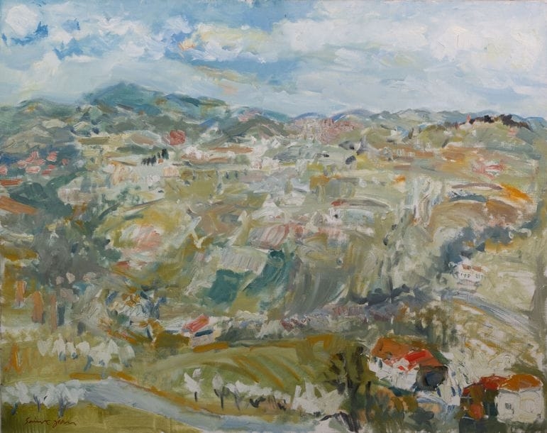 Artwork by Marcel Saint-Jean, Landscape of Saint-Germain-sur-l'Arbresle, Made of Oil On Canvas