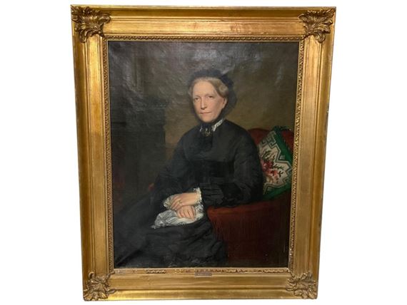 Very Large Antique Oil Portrait by Wilhelm Juncker