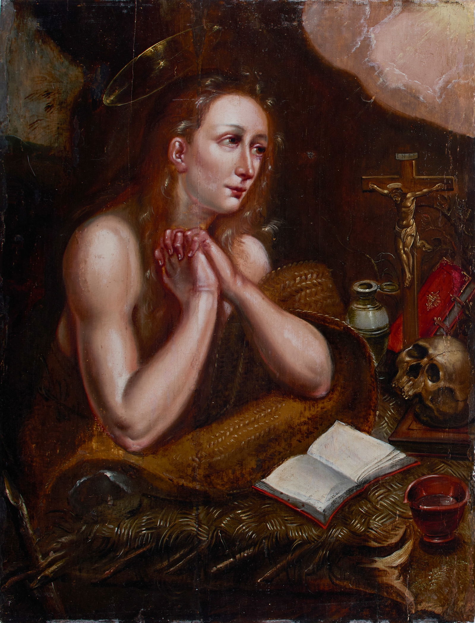Artwork by Jacopo Tintoretto, A depiction of the Penitent Magdalene, Made of Oil On Wood Panel