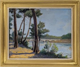 Le Pont du Canal à Hossegor  signée en bas à droite. - Yvon Masse