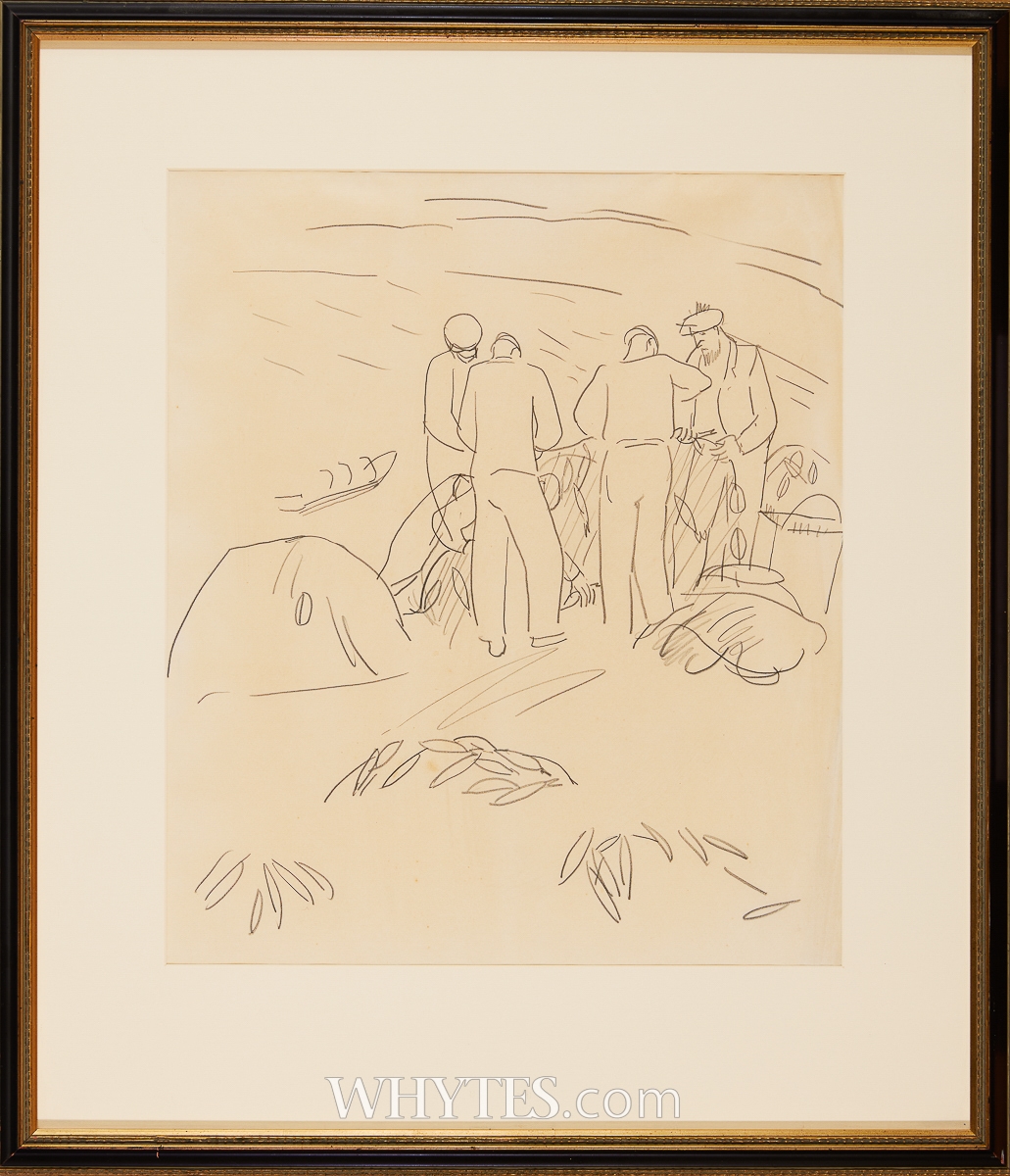 Elizabeth Rivers | ARAN FISHERMEN SORTING NETS | MutualArt