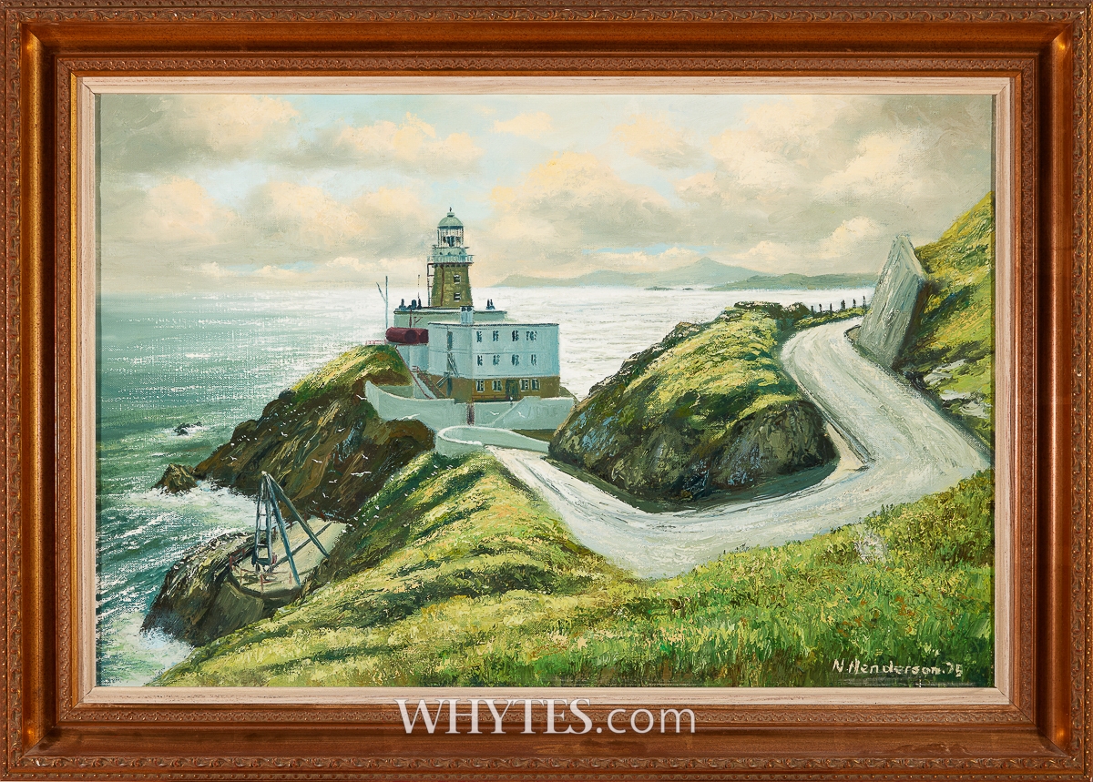 Artwork by Neville Henderson, BAILEY LIGHTHOUSE, HOWTH HEAD, COUNTY DUBLIN, 1975, Made of Oil On Canvas