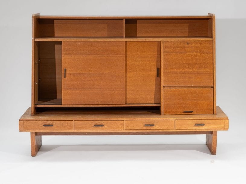 Artwork by Maurice Pre, LIEUVAIN edition Shelving unit, Made of Structure On Sled Base