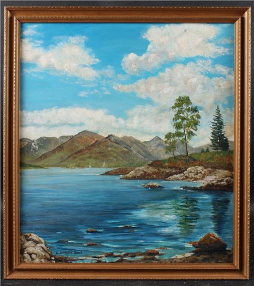 Loch side view of mountains - C. Donoghue Stuart