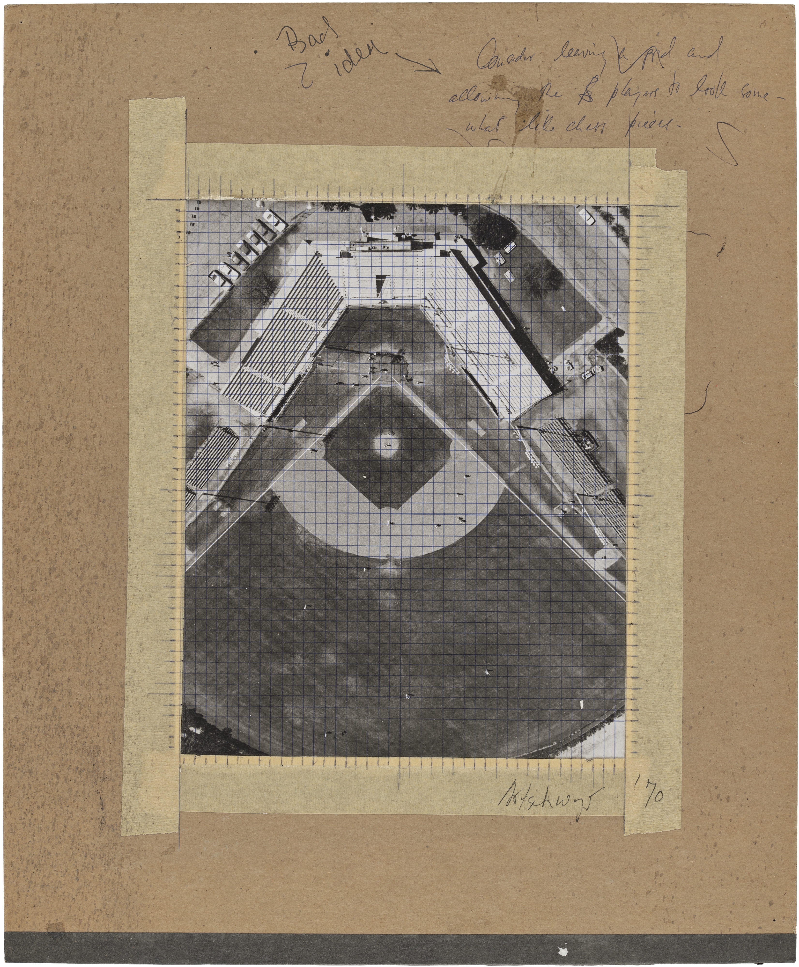 Artwork by Richard Artschwager, Untitled, Made of photograph and masking tape collage with pen