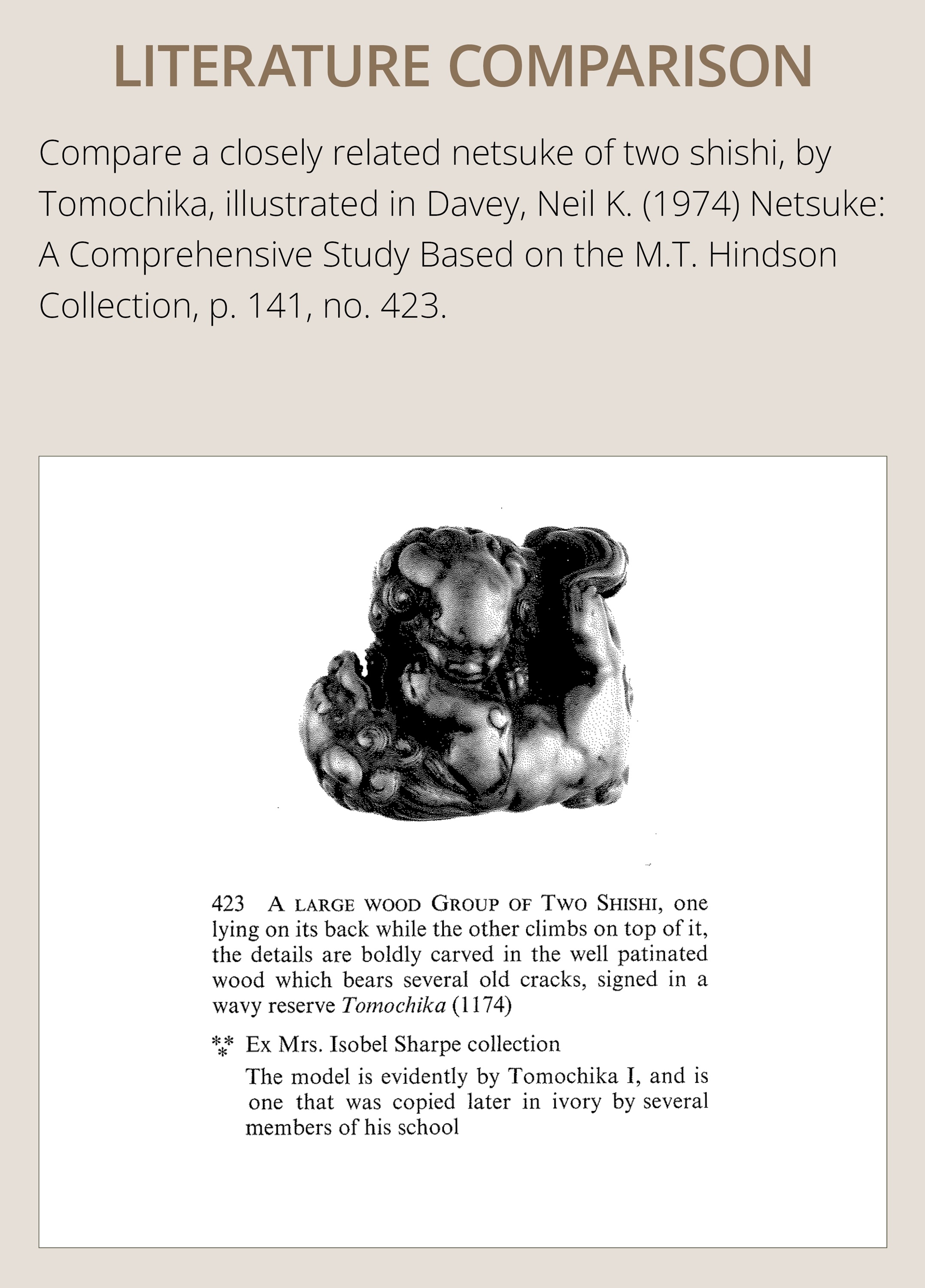 Artwork by Tomoyuki Tanaka, A LARGE AND POWERFUL WOOD NETSUKE OF TWO SHISHI, Made of Wood