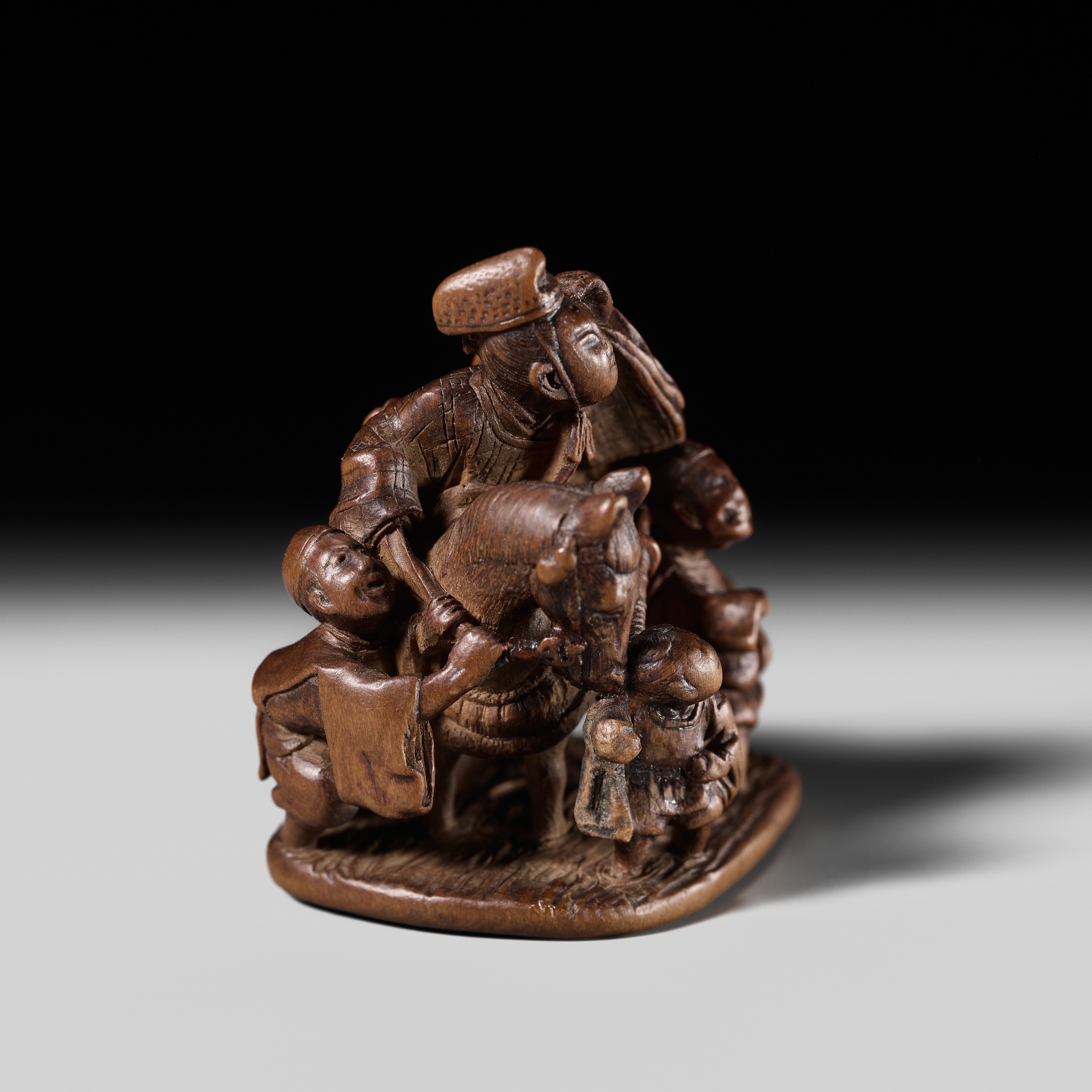 Ho Rakumin | A FINE WOOD NETSUKE OF ARIWARA NO NARIHIRA (Mid 19th ...
