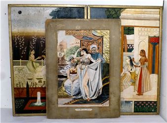 figures in a garden setting - Indian School, 20th Century