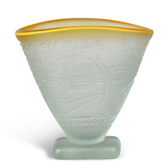 Vase
1980
blown and sandblasted glass, etched 'Dailey' and dated '4-3-80'
height 9 1/2in (24.2cm); width 9 3/4in (24.8cm); depth 6in (15.2cm - Dan Dailey