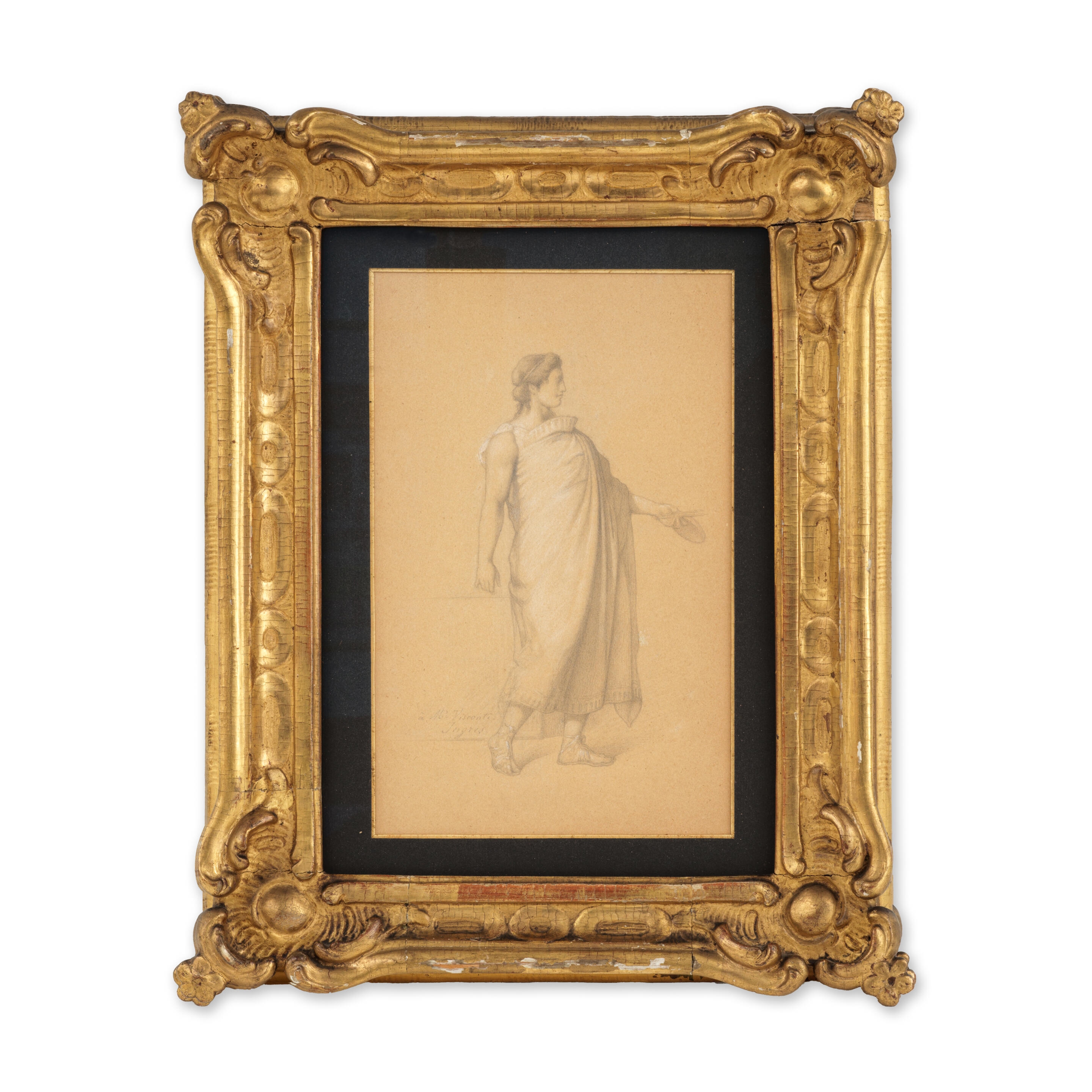 Artwork by Jean-Auguste-Dominique Ingres, Apelle tenant sa palette et ses pinceaux, Made of black pencil and white on beige paper