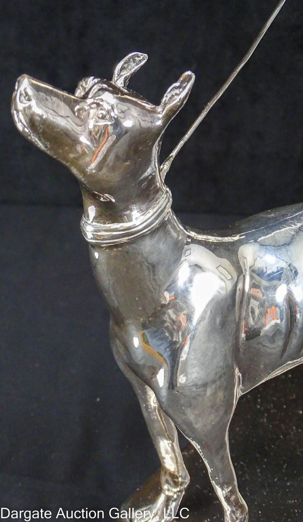 Artwork by Erté, STERLING ERTE STYLE LADY w/ GREYHOUNDS SCULPTURE, Made of Sterling Silver