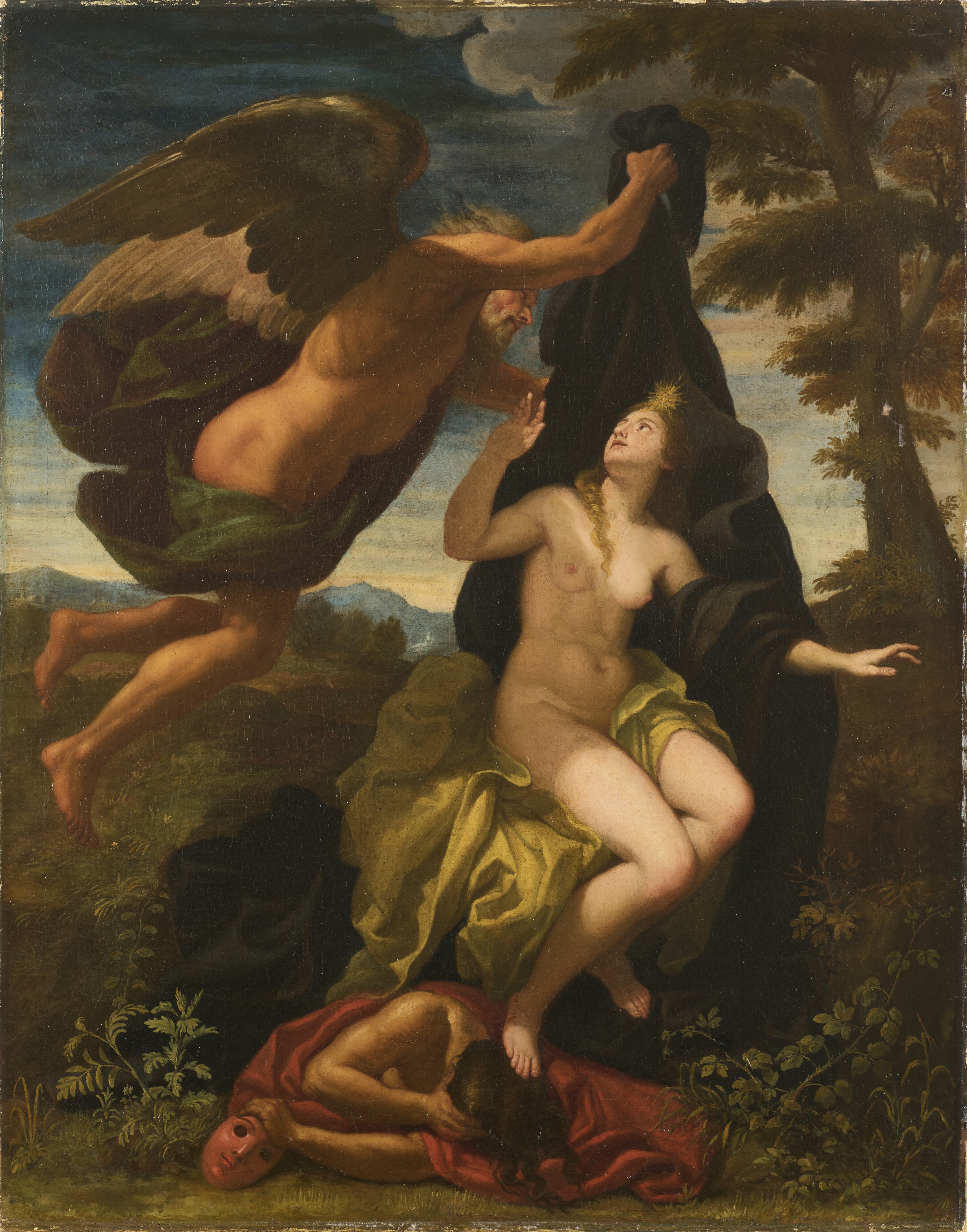 Artwork by Roman School, 17th Century, Truth Unveiled by Time tramples Falsehood, Made of oil on canvas