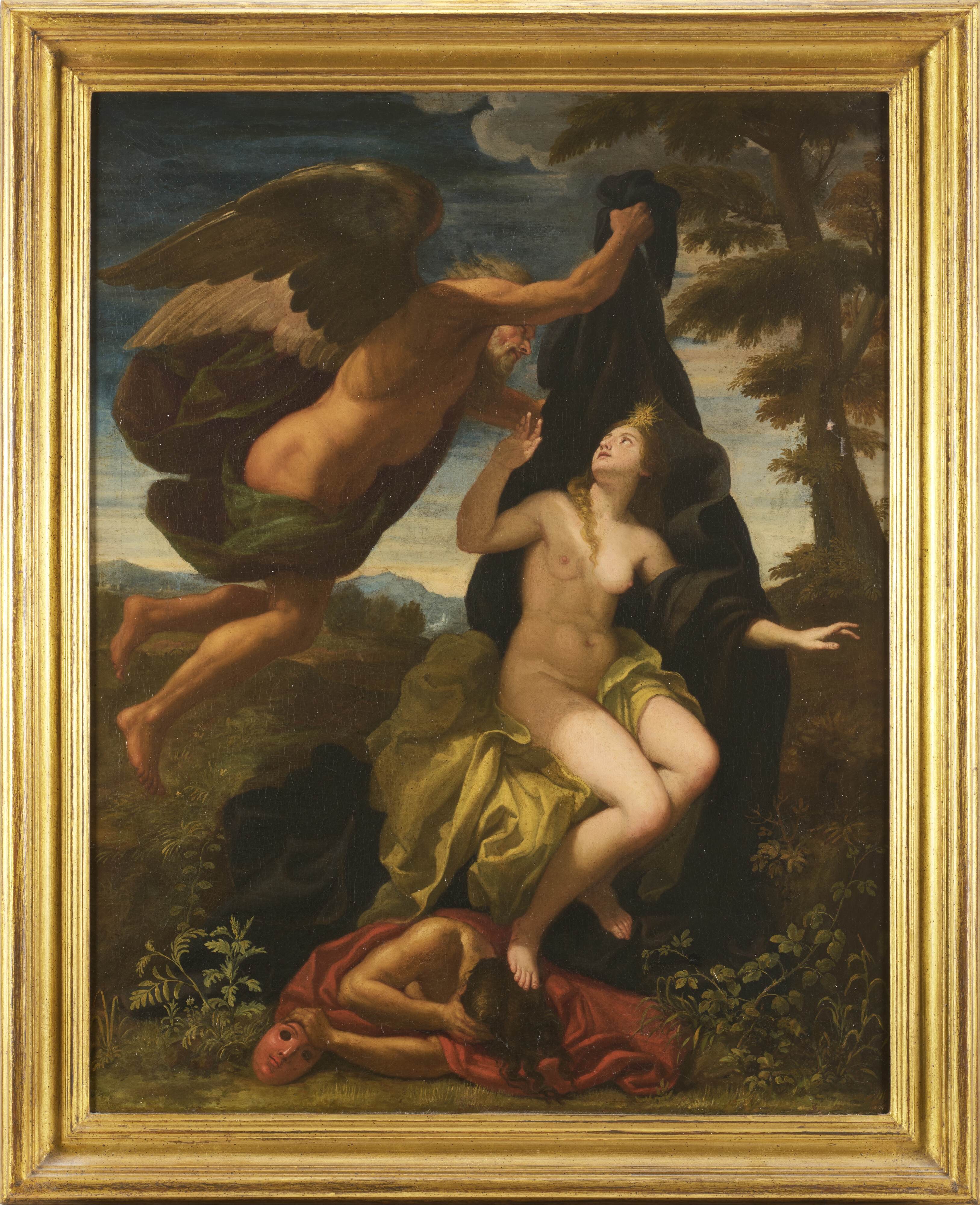 Artwork by Roman School, 17th Century, Truth Unveiled by Time tramples Falsehood, Made of oil on canvas