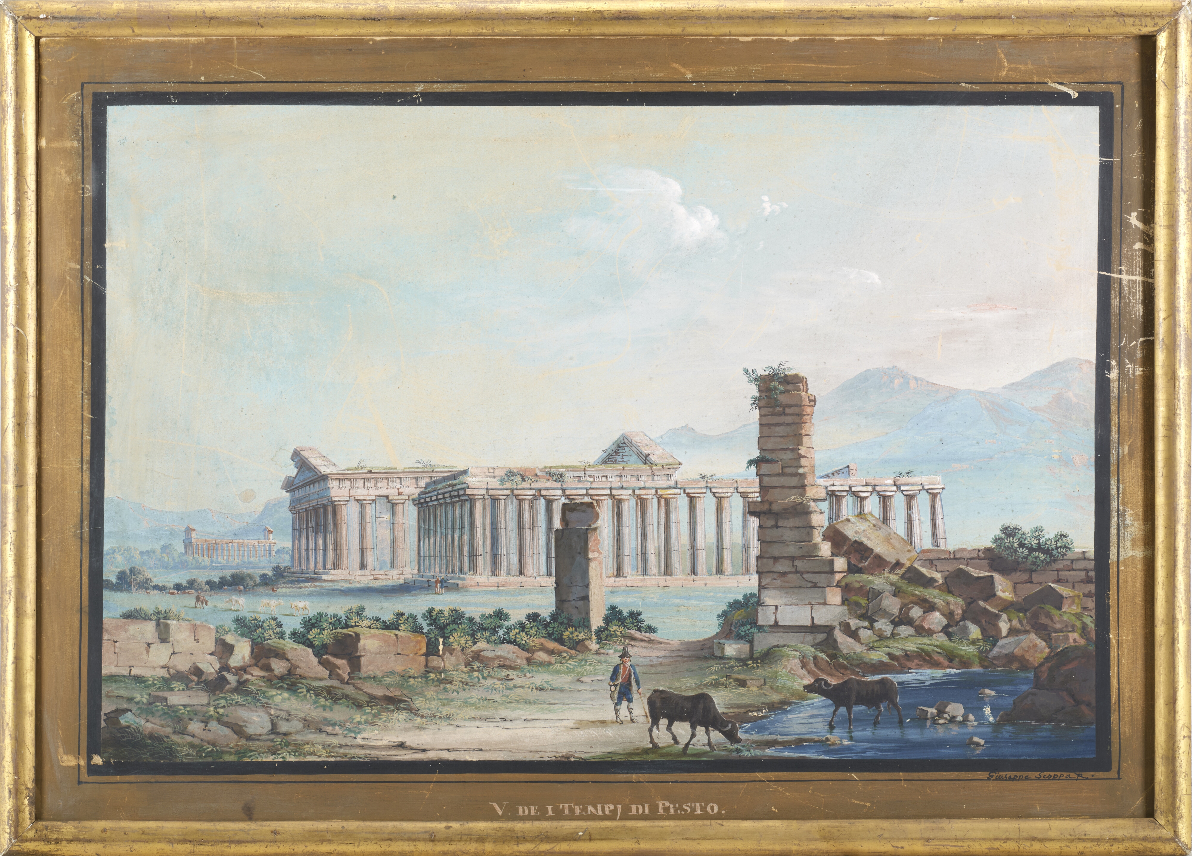Giuseppe Gustavo Scoppa | View of the temples of Paestum | MutualArt