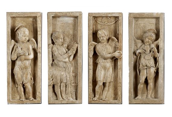 After Donatello. Group of four patinated plaster panels, from the model of the Altar of the Saint - Donatello