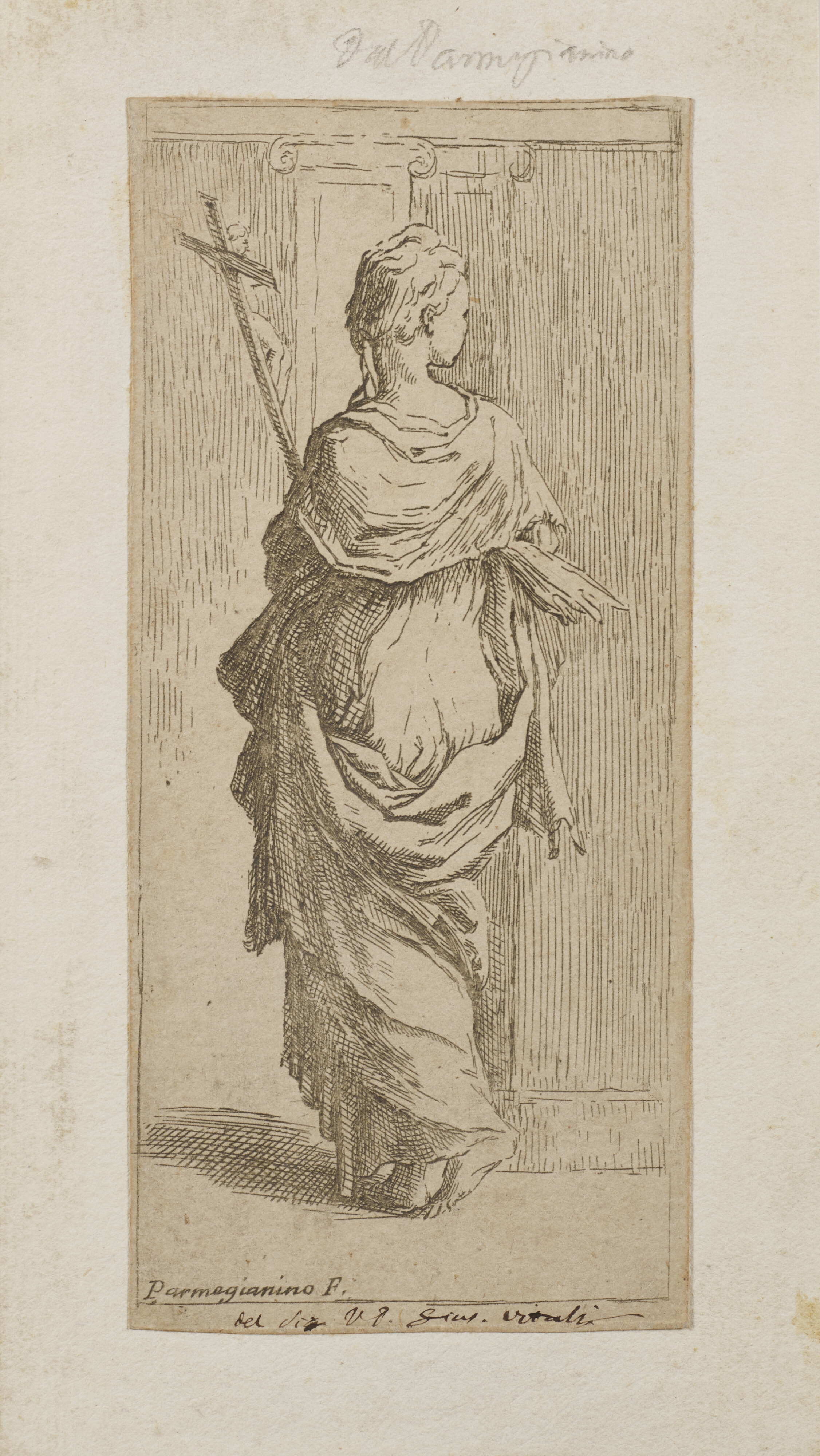 Artwork by Parmigianino, Guido Reni, Girl with a cushion, Made of engravings