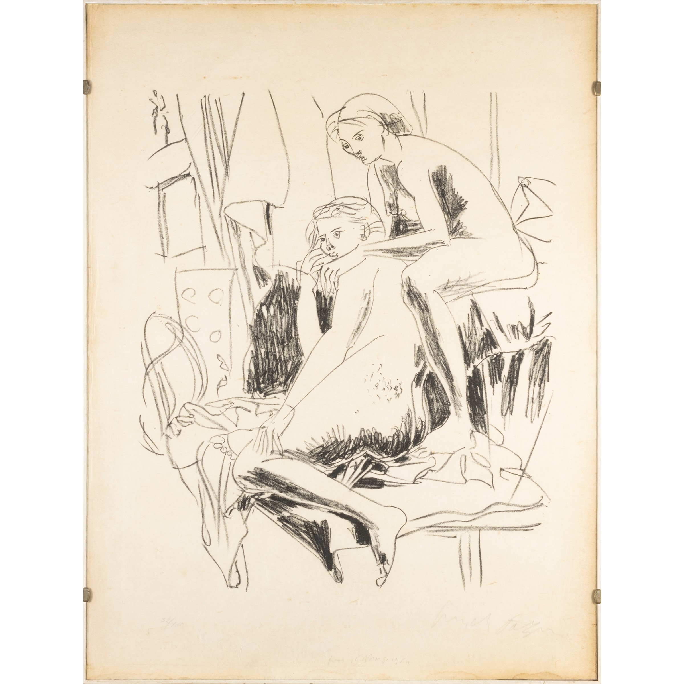 Artwork by Pericle Fazzini, Due nudi in interno, Made of Lithography