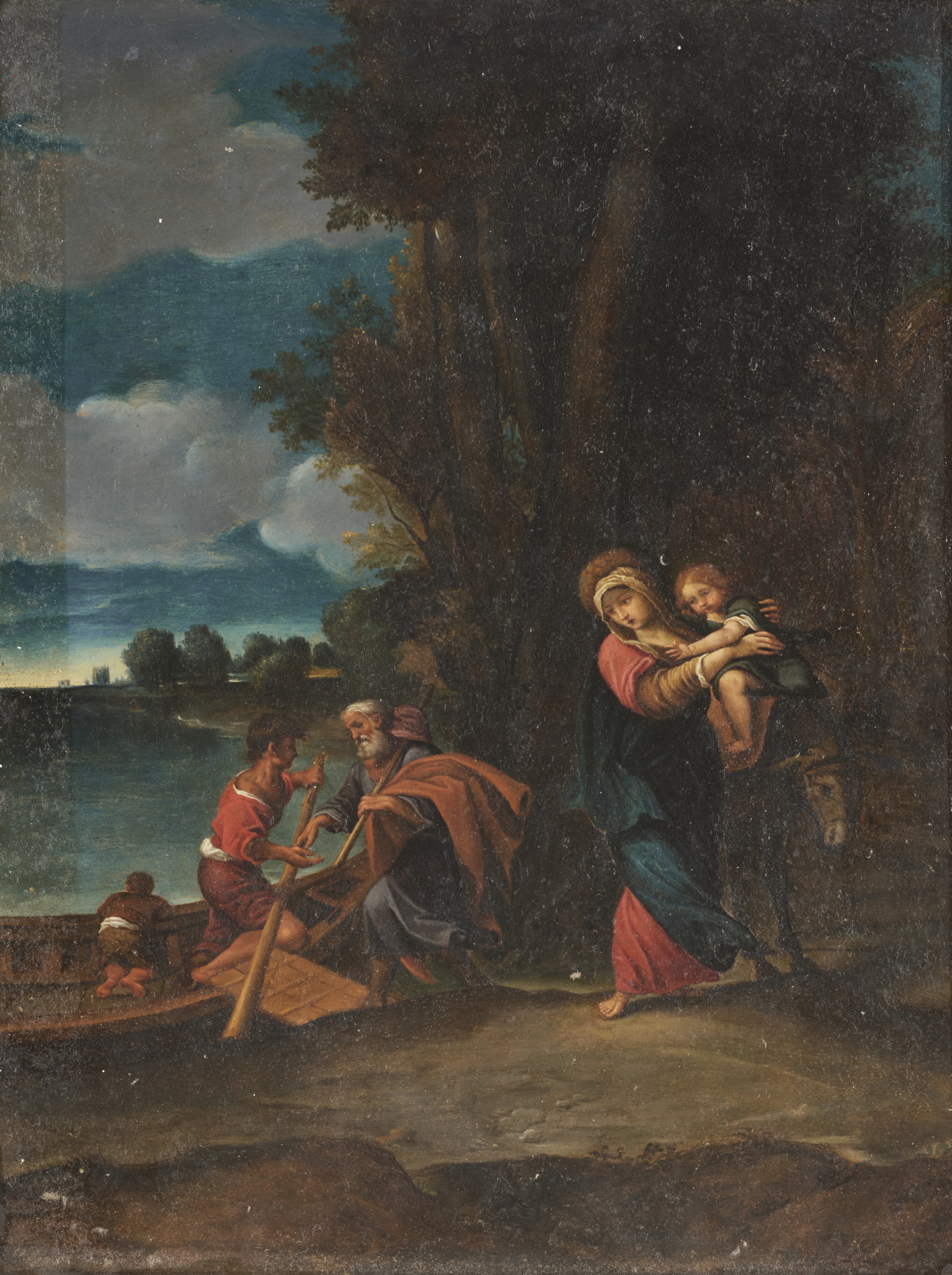Artwork by Bolognese School, 17th Century, Flight into Egypt, Made of panel