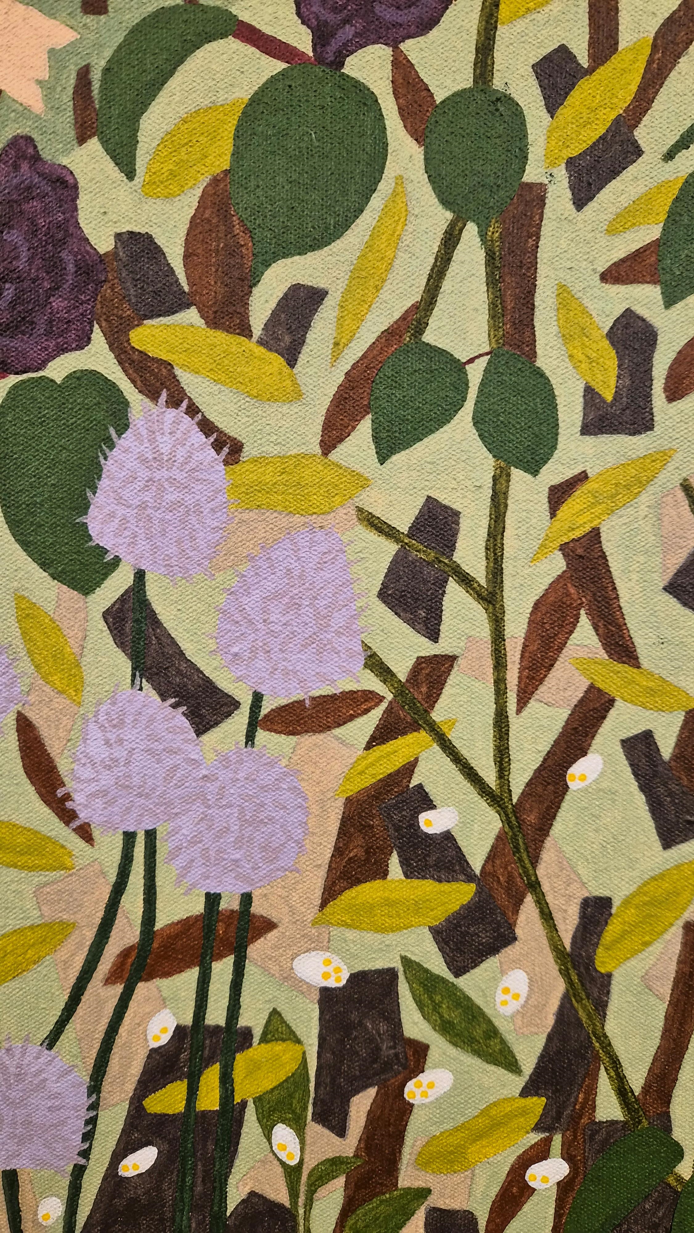 Artwork by Angela Gunn, Cardinal de Richlieu and Apricot Foxgloves, Made of Oil On Canvas