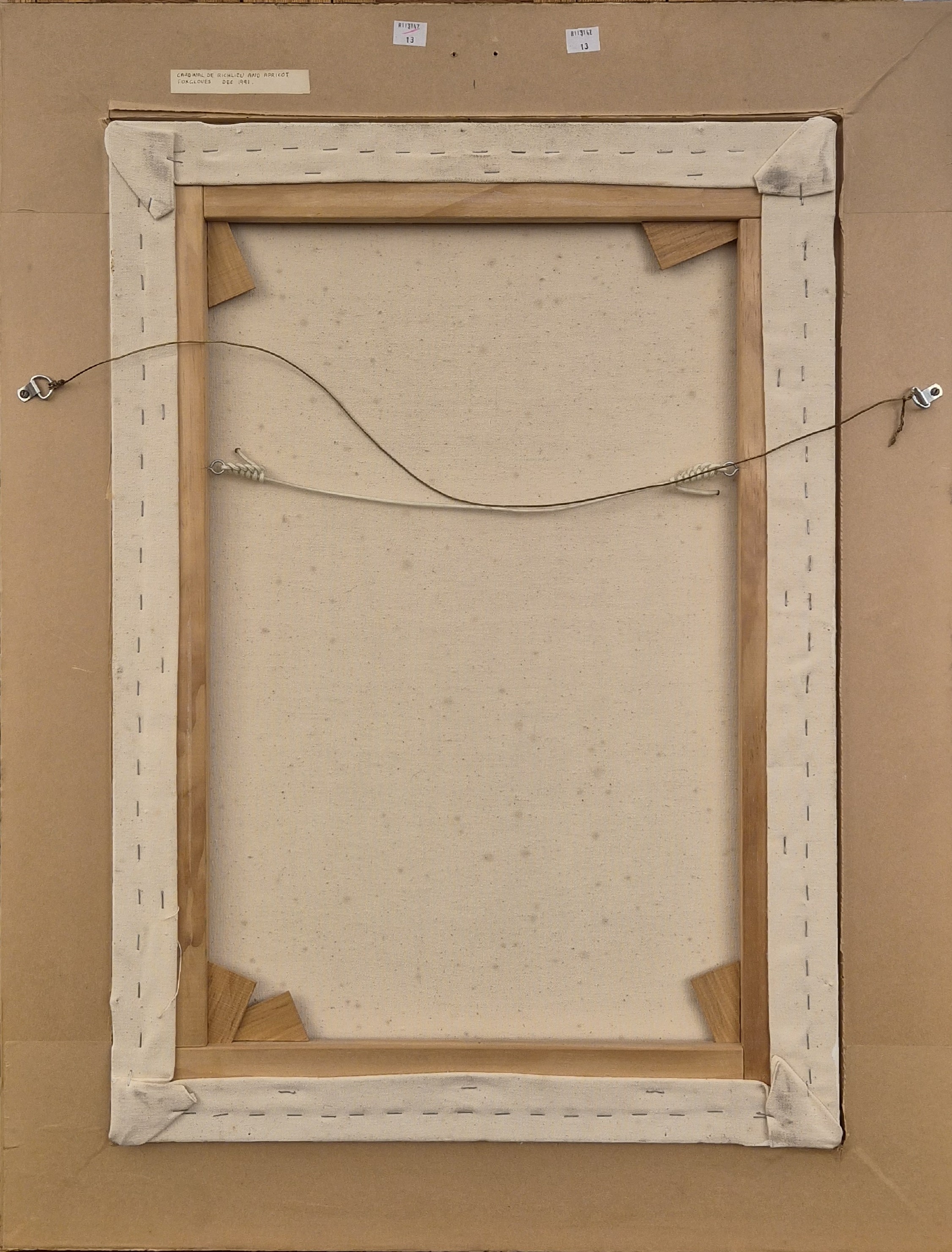 Artwork by Angela Gunn, Cardinal de Richlieu and Apricot Foxgloves, Made of Oil On Canvas