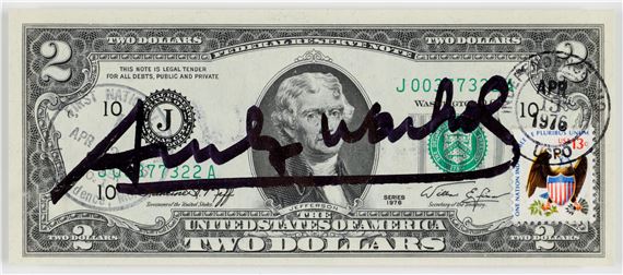 Two Dollars (Declaration of Independence - Thomas Jefferson - Andy Warhol