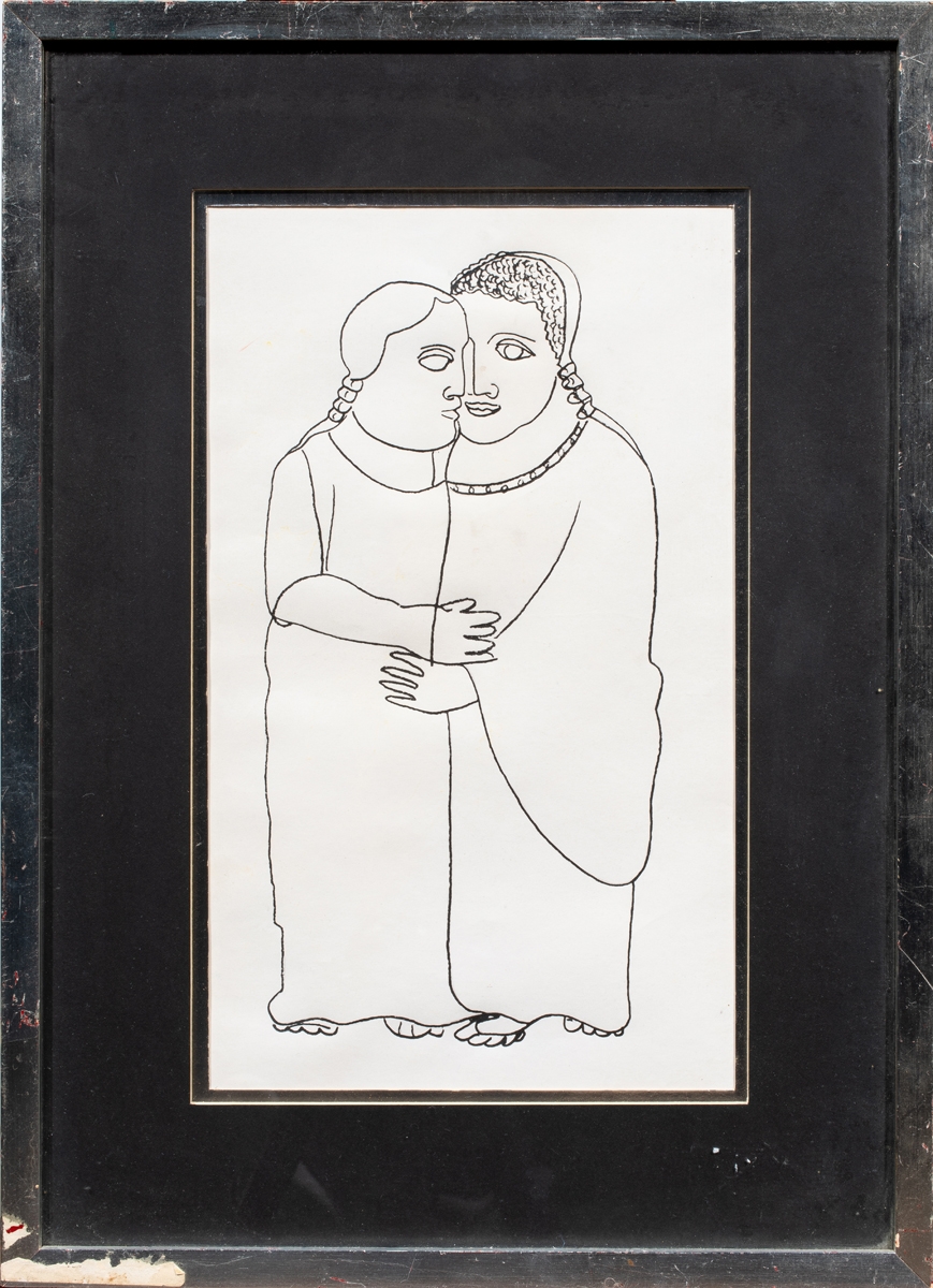 Artwork by Beniamino Benevenuto Bufano, Untitled (Embracing Figures, Made of Ink And Pencil On Paper