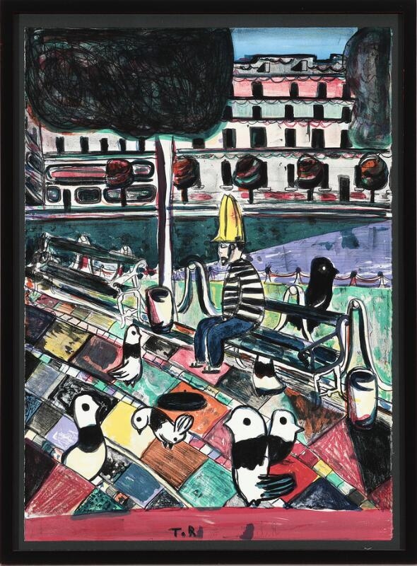 Tal R | Man feeding pigeons at Queen Louise's Bridge | MutualArt
