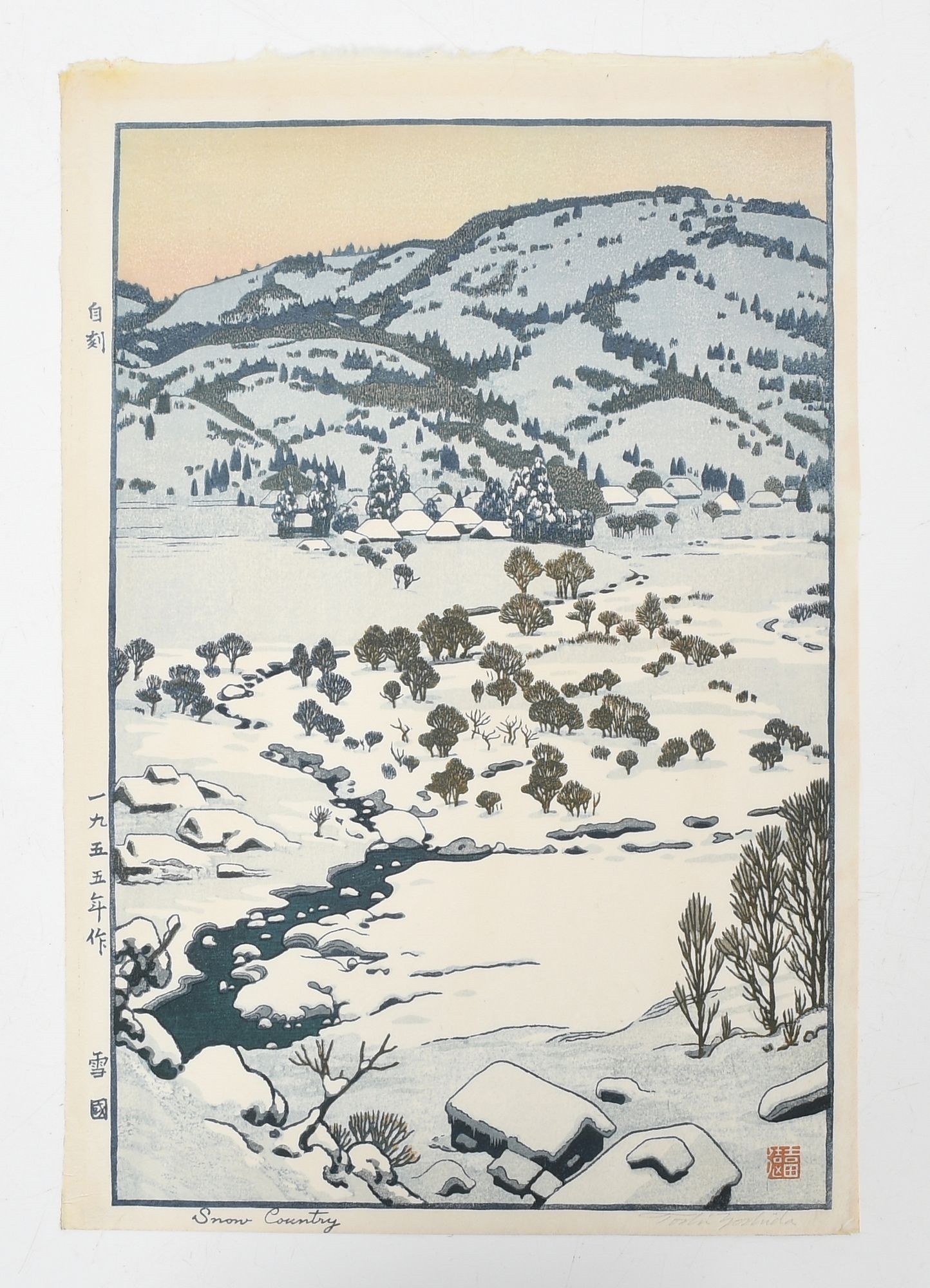 Artwork by Toshi Yoshida, Snow Country, Made of Woodblock Print