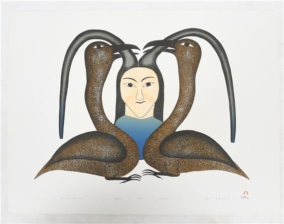 Birds Braid Woman's Hair by Kenojuak Ashevak, 1994