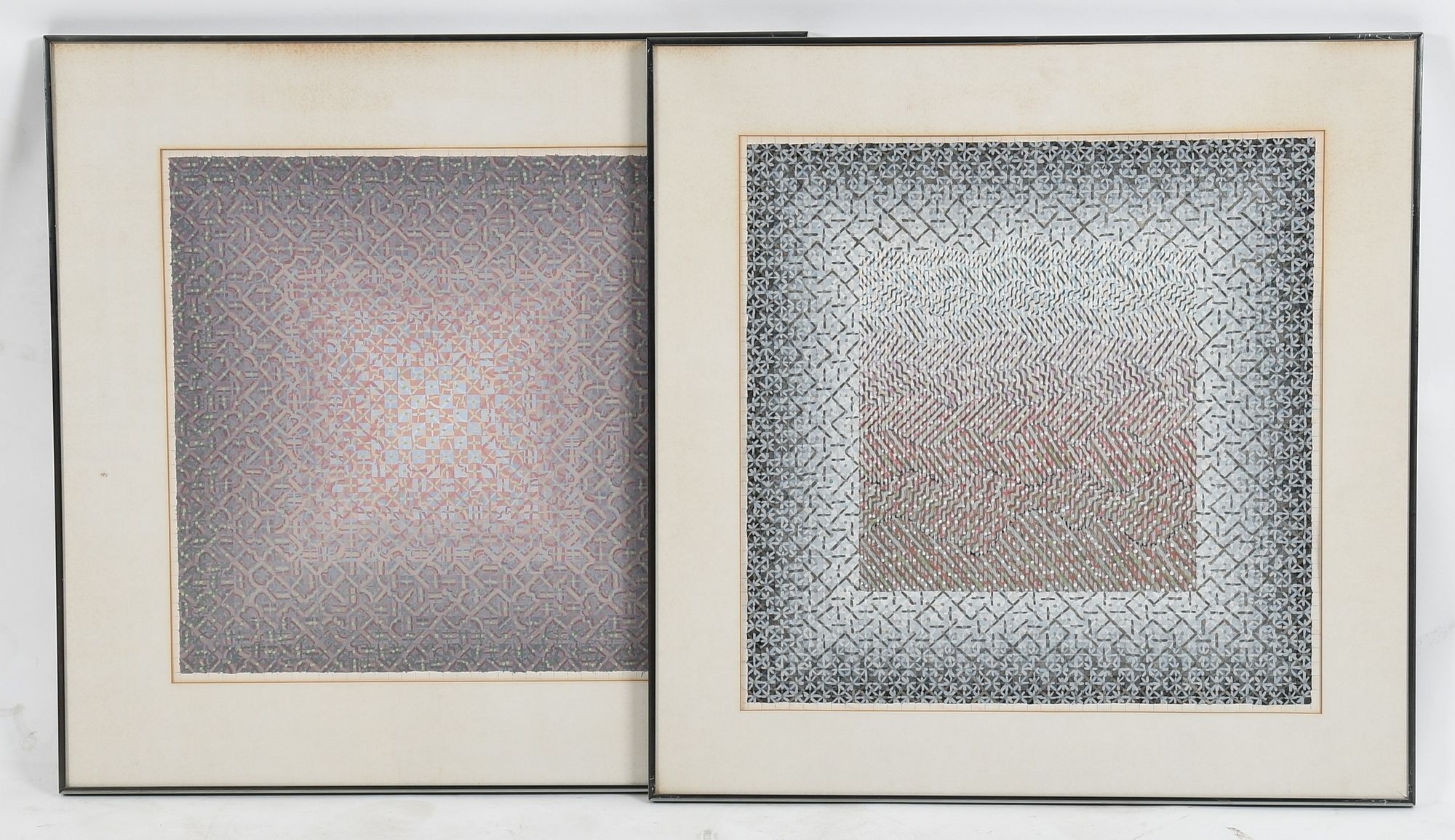 Artwork by Pamela Studstill, Two Quilt Studies on Paper, Made of Gouache On Paper