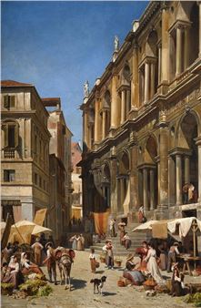 VEGETABLE MARKET AT THE BASILICA OF VICENZA - Jacques François Carabain